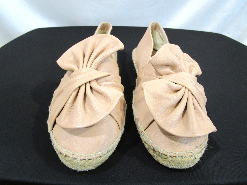 Patricia Green Nude Pink Leather Bow Espadrille Flats Shoes Women 8 US/38 EU